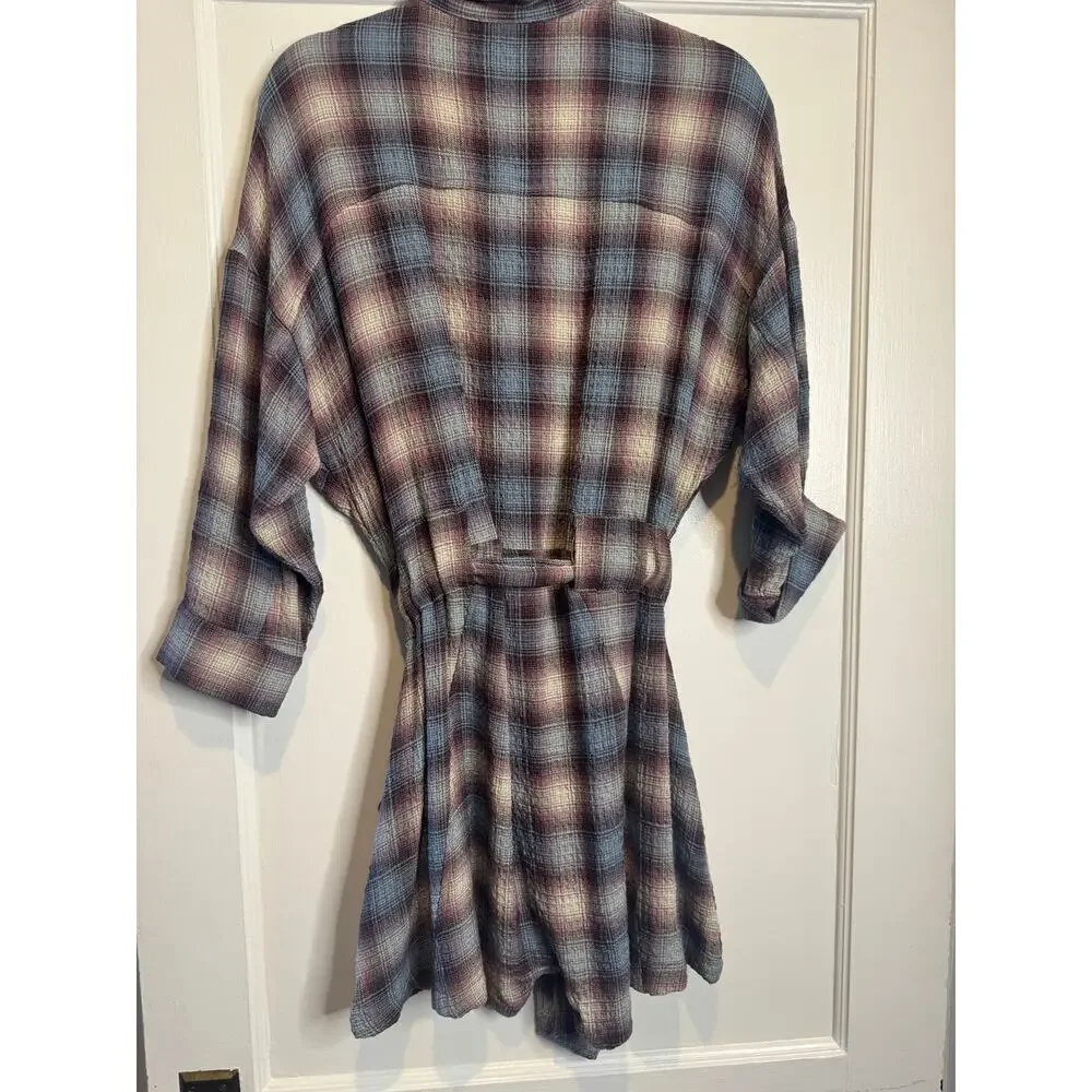 Free People / Before I Let Go Plaid One Piece‎ / oversized sz XS